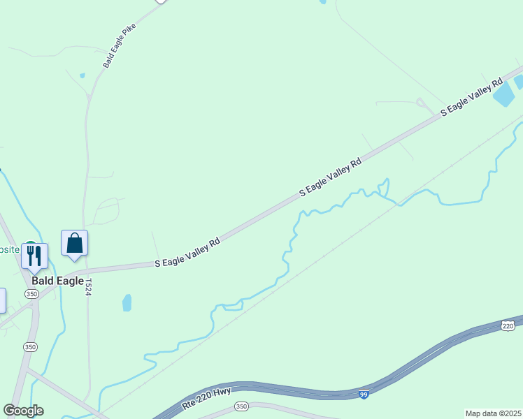 map of restaurants, bars, coffee shops, grocery stores, and more near 13098 South Eagle Valley Road in Tyrone