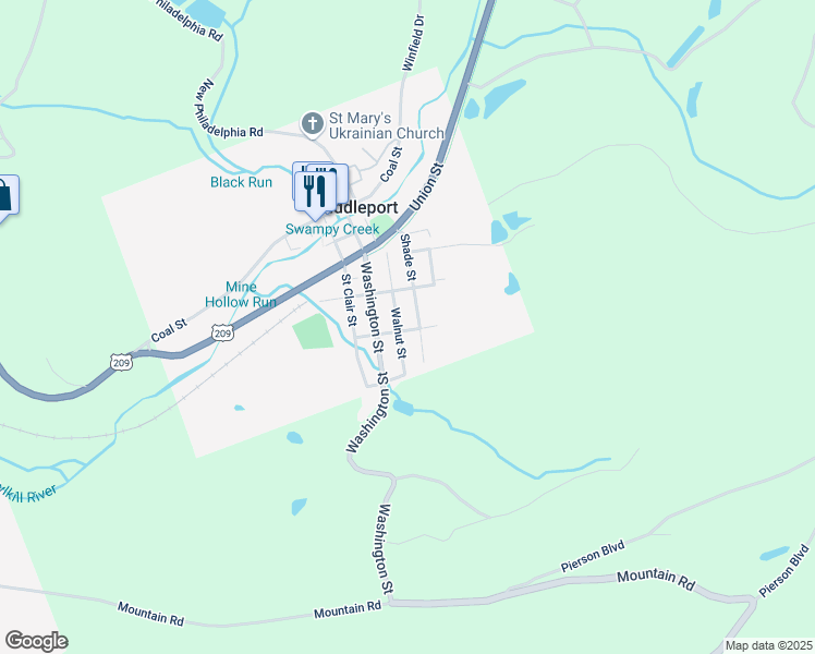map of restaurants, bars, coffee shops, grocery stores, and more near 9 Wolf Street in Middleport