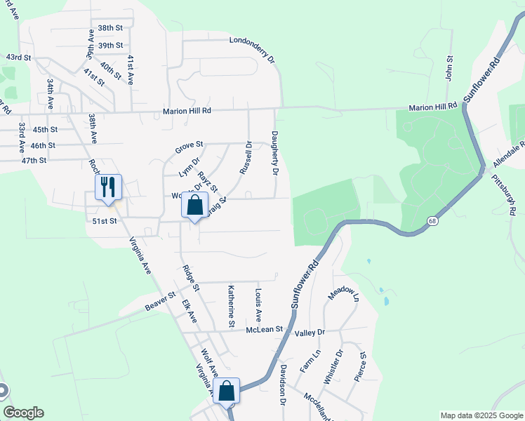 map of restaurants, bars, coffee shops, grocery stores, and more near 306 Craig Street in New Brighton