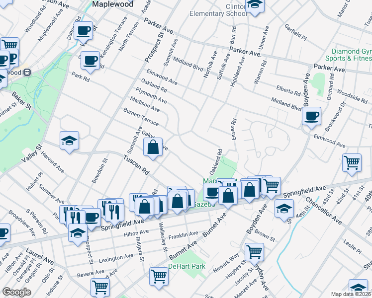 map of restaurants, bars, coffee shops, grocery stores, and more near 88 Plymouth Avenue in Maplewood