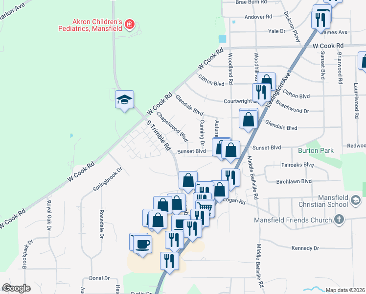 map of restaurants, bars, coffee shops, grocery stores, and more near 1871 Chapelwood Boulevard in Mansfield