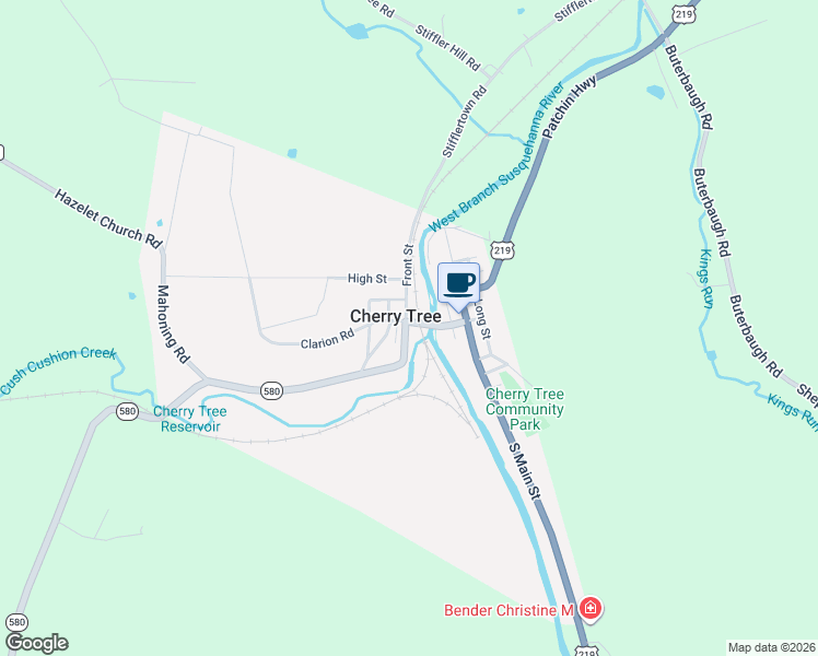 map of restaurants, bars, coffee shops, grocery stores, and more near 100150 Front Street in Cherry Tree