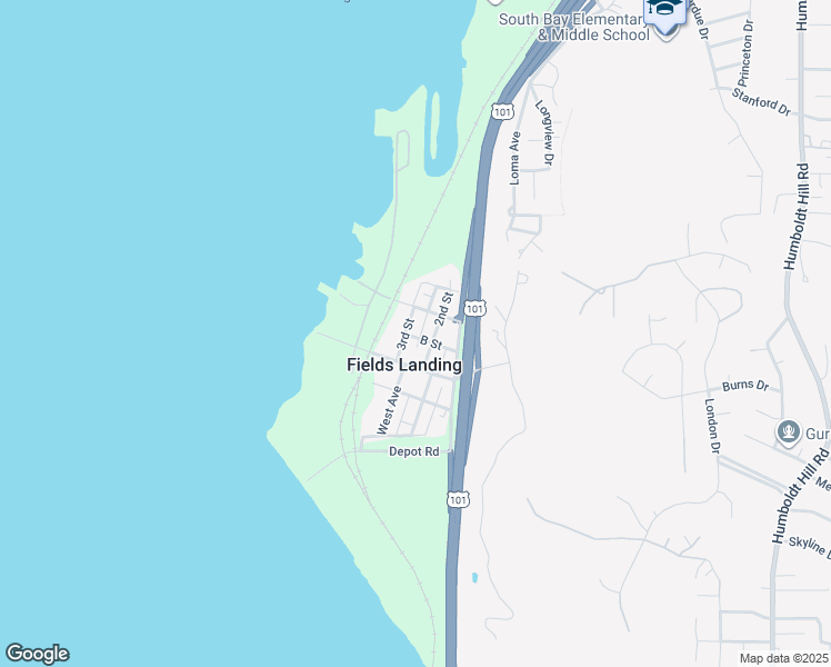 map of restaurants, bars, coffee shops, grocery stores, and more near 6622 2nd Street in Fields Landing