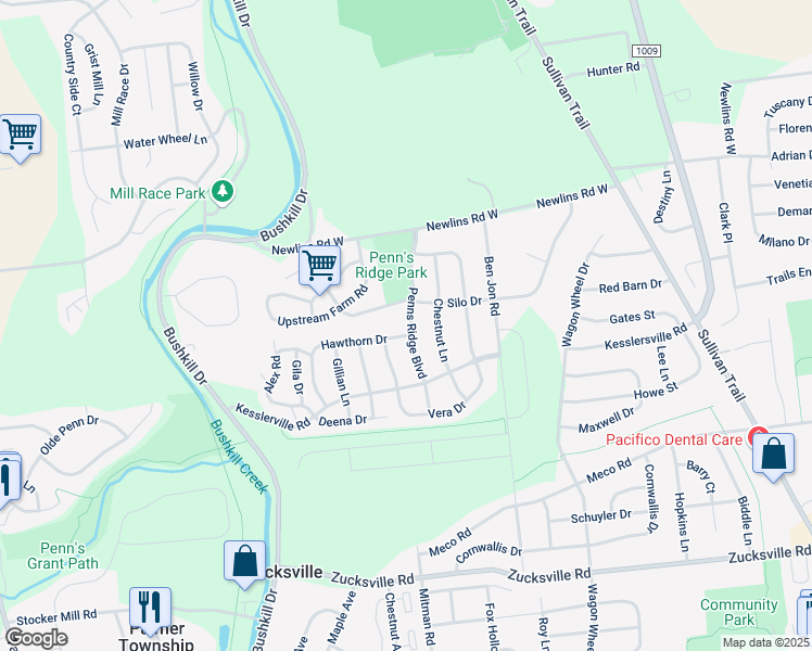 map of restaurants, bars, coffee shops, grocery stores, and more near 1280 Silo Drive in Easton