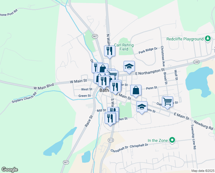 map of restaurants, bars, coffee shops, grocery stores, and more near in Bath