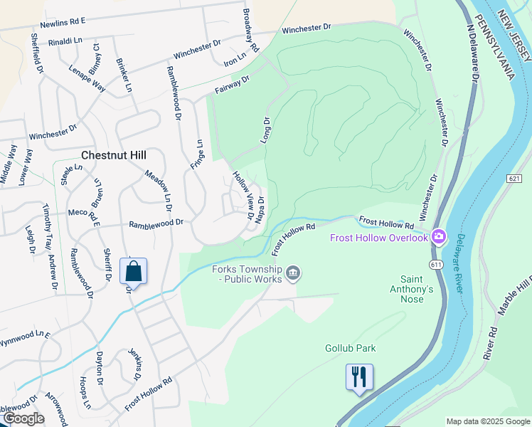 map of restaurants, bars, coffee shops, grocery stores, and more near 2429 Napa Drive in Easton