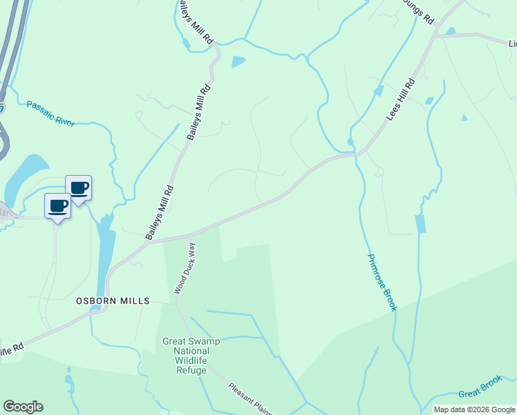 map of restaurants, bars, coffee shops, grocery stores, and more near 191 Lees Hill Road in Basking Ridge