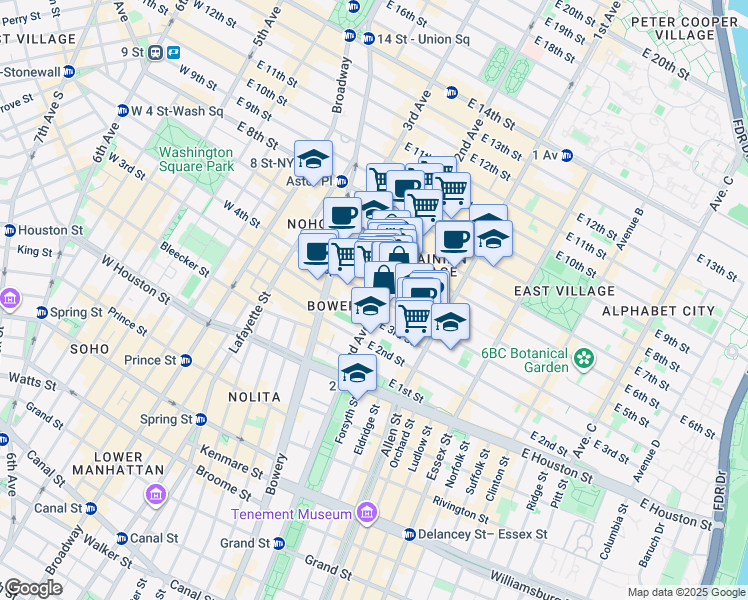 map of restaurants, bars, coffee shops, grocery stores, and more near in New York
