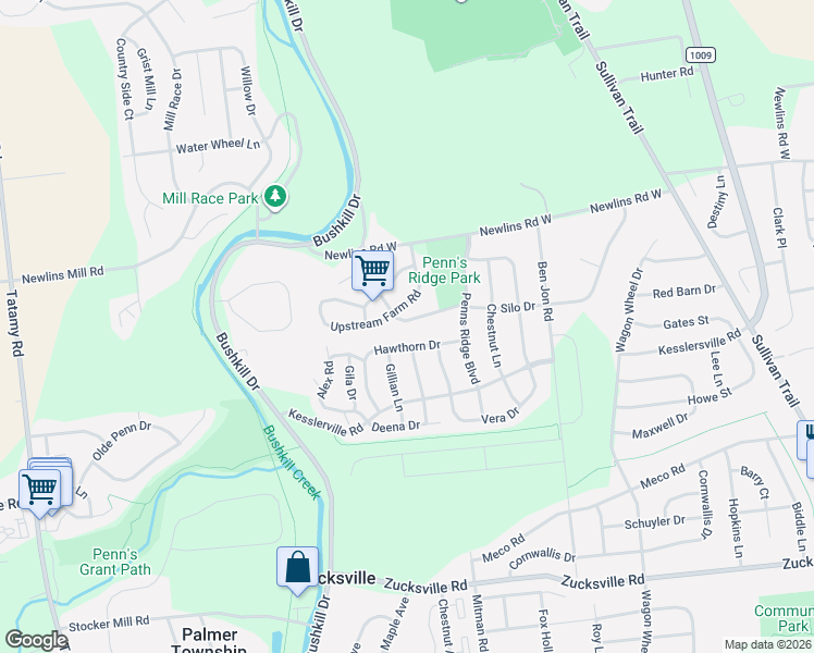map of restaurants, bars, coffee shops, grocery stores, and more near 1380 Upstream Farm Road in Easton