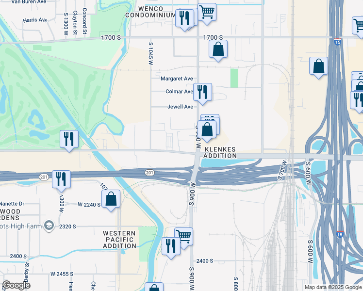 map of restaurants, bars, coffee shops, grocery stores, and more near 950 2100 South in Salt Lake City