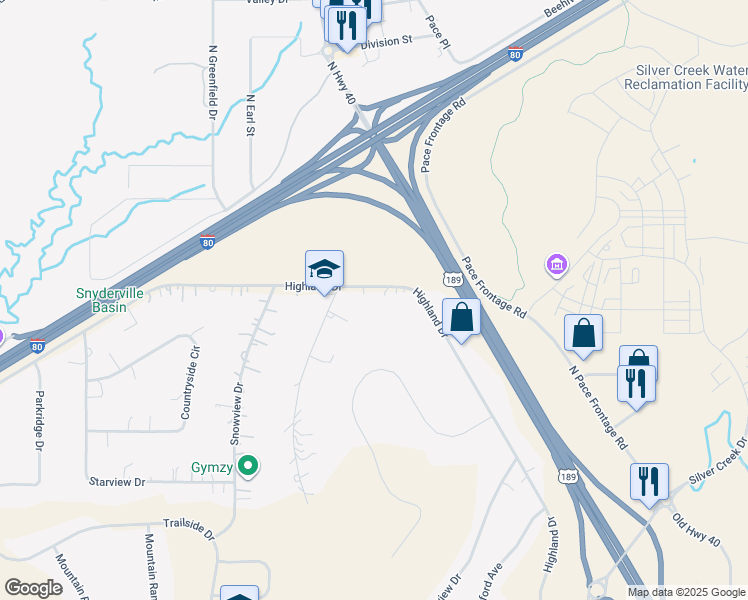 map of restaurants, bars, coffee shops, grocery stores, and more near 630 Highland Drive in Park City