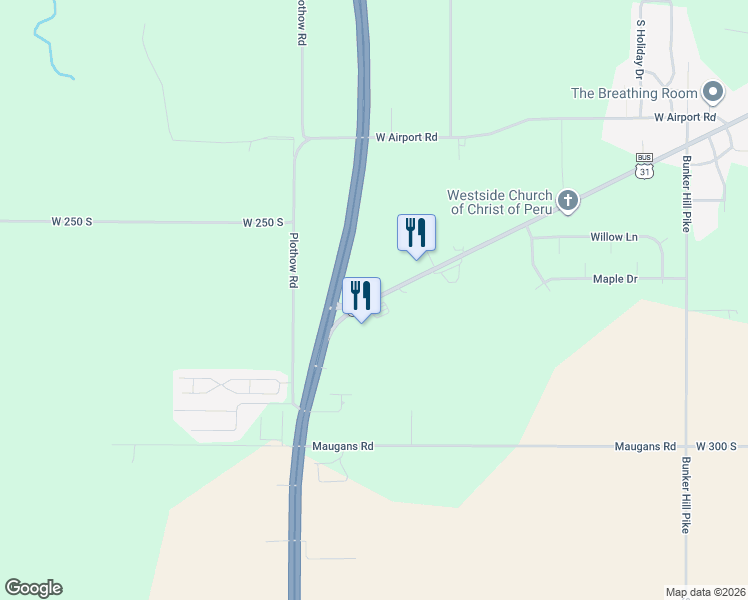 map of restaurants, bars, coffee shops, grocery stores, and more near 2598-2678 U.S. 31 Business in Peru