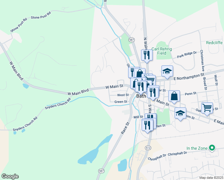 map of restaurants, bars, coffee shops, grocery stores, and more near 406 Pennsylvania 248 in Bath