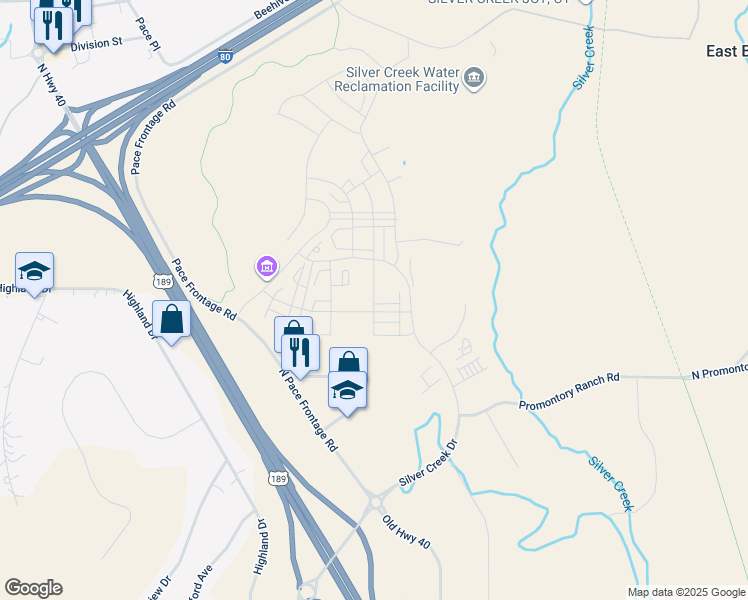 map of restaurants, bars, coffee shops, grocery stores, and more near 6672 Woods Rose Drive in Park City