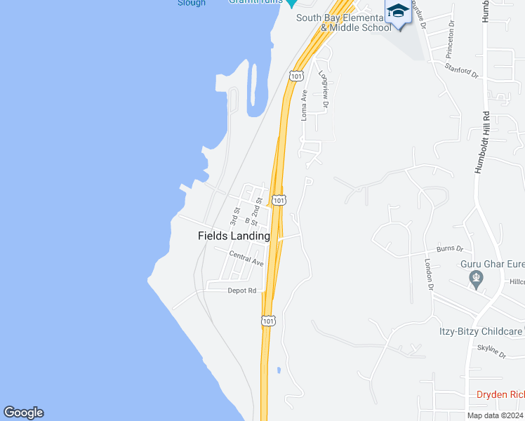 map of restaurants, bars, coffee shops, grocery stores, and more near 6613 2nd Street in Humboldt