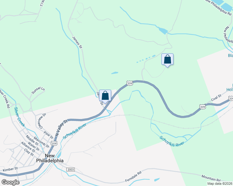 map of restaurants, bars, coffee shops, grocery stores, and more near 230 North Valley Street in New Philadelphia