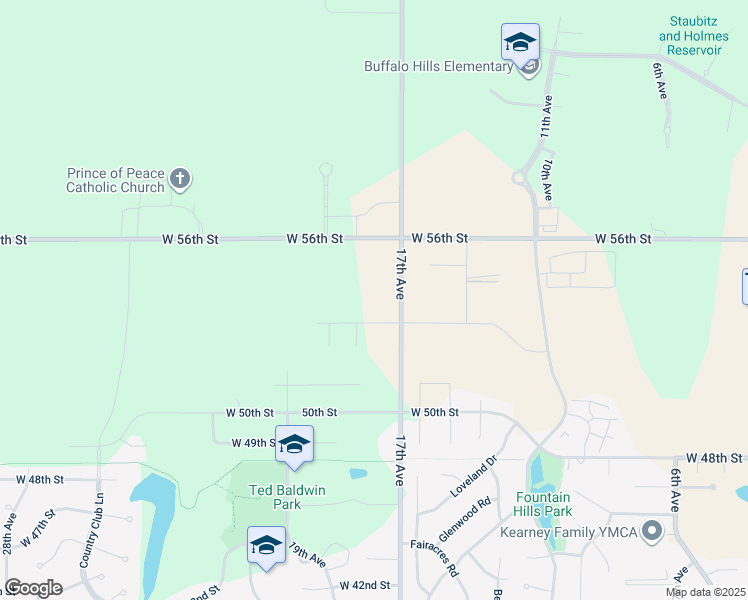 map of restaurants, bars, coffee shops, grocery stores, and more near 5410 17th Avenue in Kearney