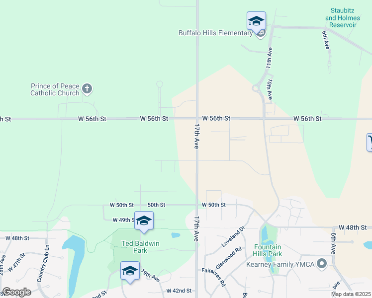 map of restaurants, bars, coffee shops, grocery stores, and more near 5410 17th Avenue in Kearney