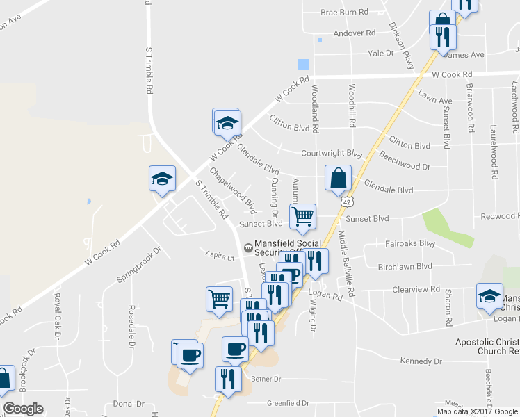 map of restaurants, bars, coffee shops, grocery stores, and more near 1871 Chapelwood Blvd in Mansfield