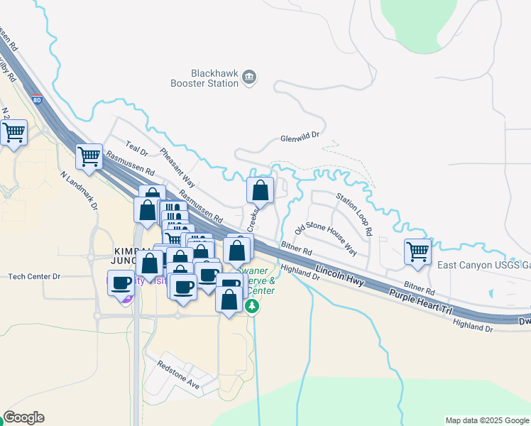 map of restaurants, bars, coffee shops, grocery stores, and more near 1357 Fiddich Glen Lane in Park City