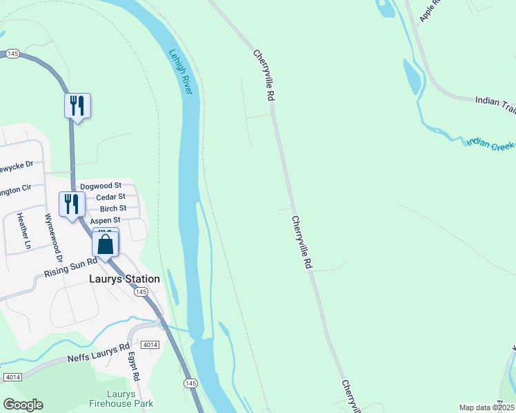 map of restaurants, bars, coffee shops, grocery stores, and more near 4763 Cherryville Road in Northampton