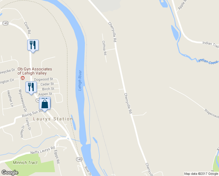 map of restaurants, bars, coffee shops, grocery stores, and more near 4763 Cherryville Road in Northampton
