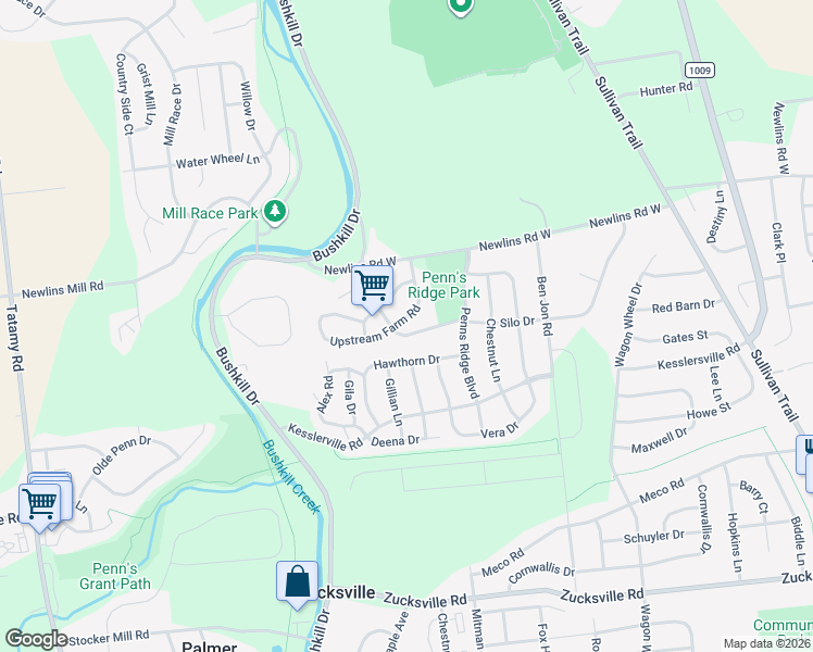 map of restaurants, bars, coffee shops, grocery stores, and more near 1380 Upstream Farm Road in Easton