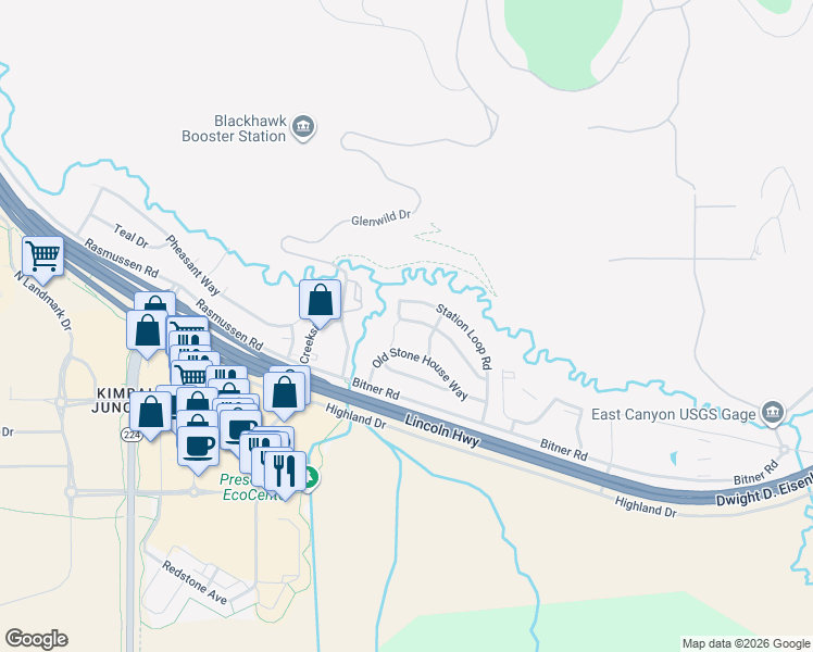 map of restaurants, bars, coffee shops, grocery stores, and more near 1141 Station Loop Road in Park City