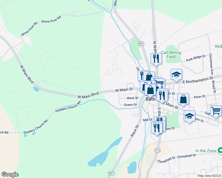 map of restaurants, bars, coffee shops, grocery stores, and more near 467 West Main Street in Bath