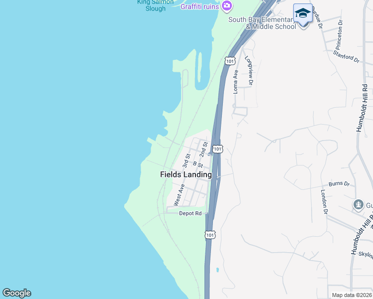 map of restaurants, bars, coffee shops, grocery stores, and more near in Fields Landing