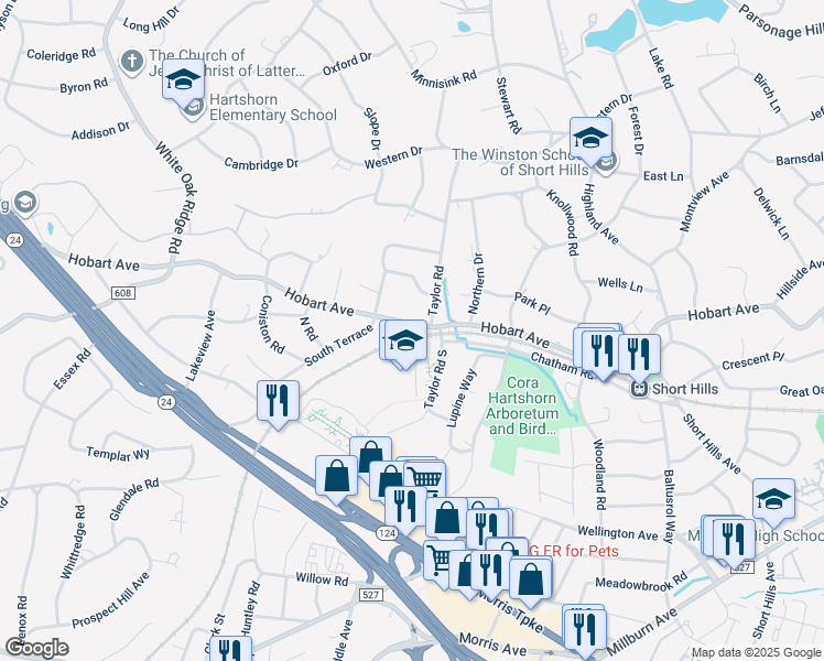 map of restaurants, bars, coffee shops, grocery stores, and more near in 
