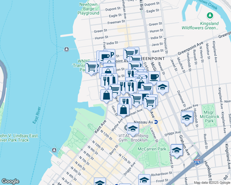map of restaurants, bars, coffee shops, grocery stores, and more near in Brooklyn
