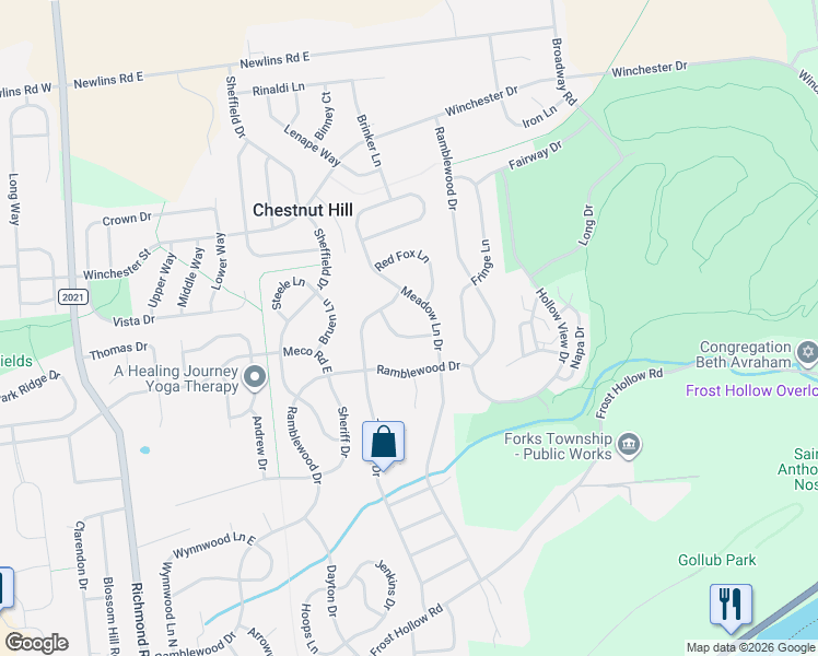 map of restaurants, bars, coffee shops, grocery stores, and more near 511 Westwind Drive in Easton