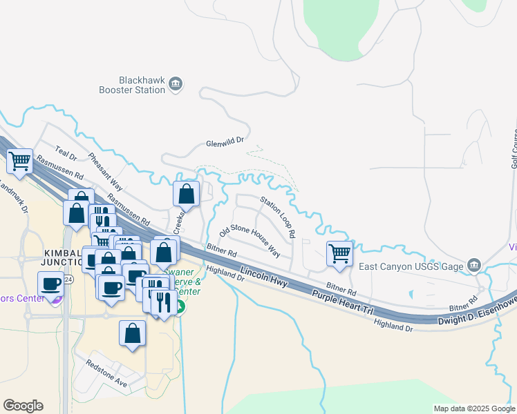 map of restaurants, bars, coffee shops, grocery stores, and more near 1126 Station Loop Road in Park City