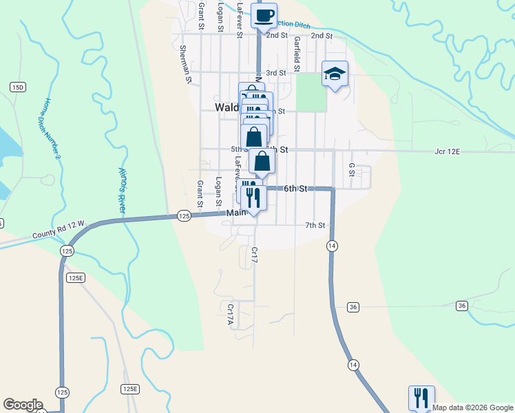 map of restaurants, bars, coffee shops, grocery stores, and more near 688 Main Street in Walden