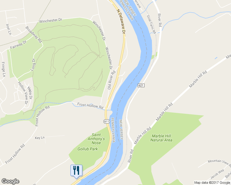 map of restaurants, bars, coffee shops, grocery stores, and more near 2375 North Delaware Drive in Easton