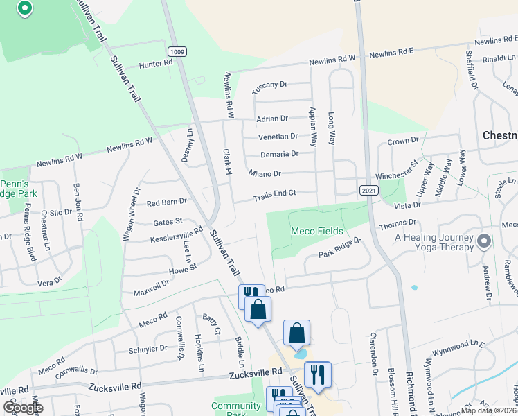 map of restaurants, bars, coffee shops, grocery stores, and more near 2465 Liberty Terrace in Easton