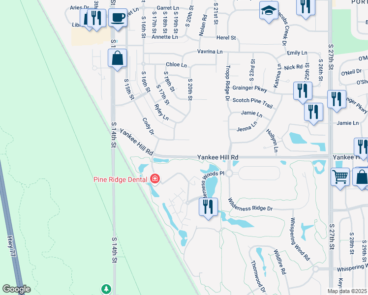 map of restaurants, bars, coffee shops, grocery stores, and more near 8455 Cody Drive in Lincoln