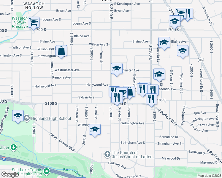 map of restaurants, bars, coffee shops, grocery stores, and more near in 