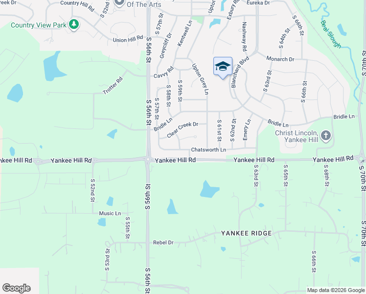 map of restaurants, bars, coffee shops, grocery stores, and more near 5749 Chatsworth Lane in Lincoln