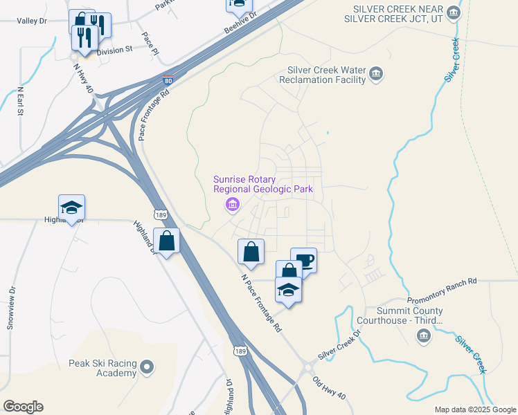 map of restaurants, bars, coffee shops, grocery stores, and more near 6707 Purple Poppy Lane in Park City