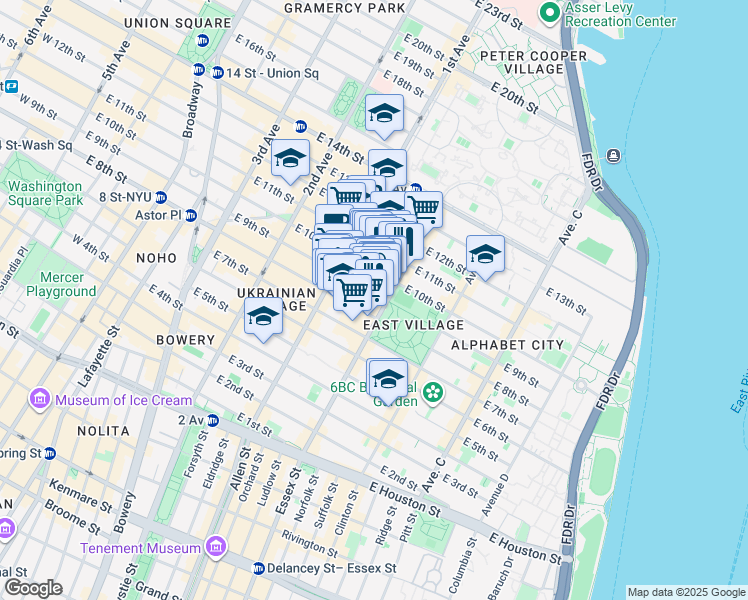 map of restaurants, bars, coffee shops, grocery stores, and more near in New York