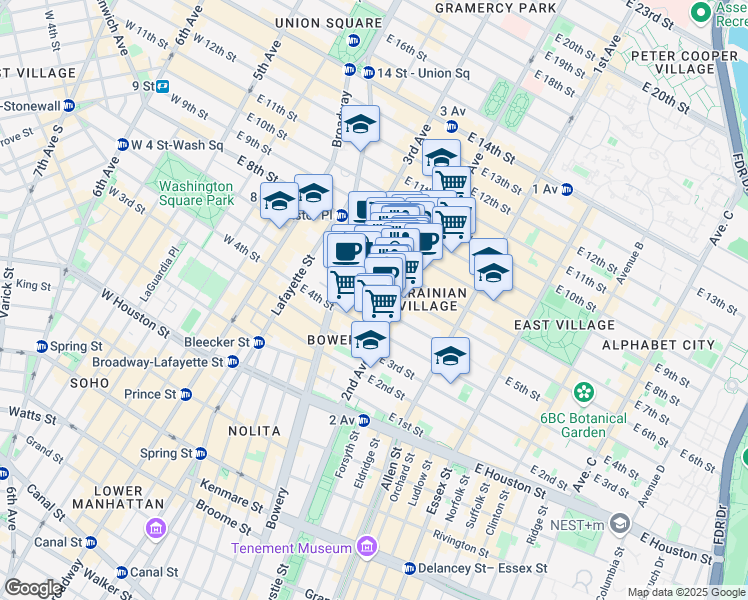 map of restaurants, bars, coffee shops, grocery stores, and more near in New York