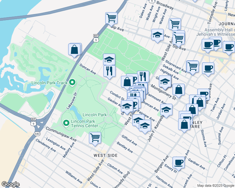 map of restaurants, bars, coffee shops, grocery stores, and more near 226 Duncan Avenue in Jersey City