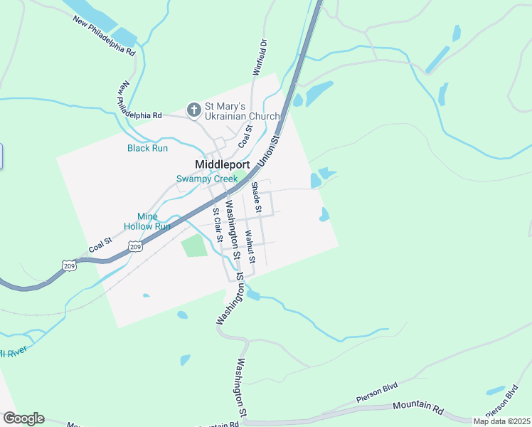 map of restaurants, bars, coffee shops, grocery stores, and more near 18 Shade Street in Middleport