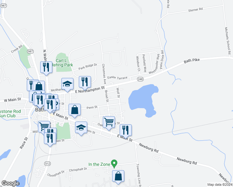 map of restaurants, bars, coffee shops, grocery stores, and more near in Bath