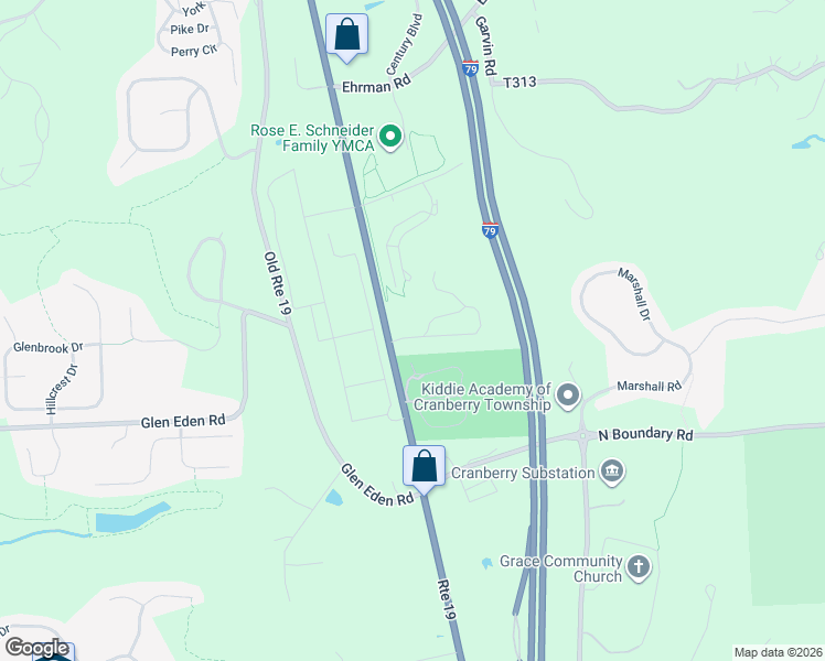 map of restaurants, bars, coffee shops, grocery stores, and more near 20963 Perry Highway in Cranberry Township
