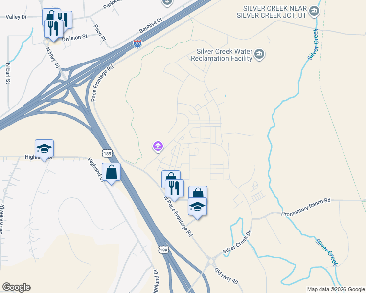 map of restaurants, bars, coffee shops, grocery stores, and more near 6805 Silver Creek Drive in Park City
