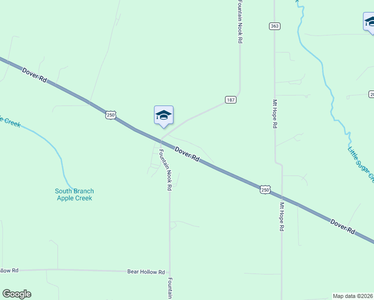 map of restaurants, bars, coffee shops, grocery stores, and more near 5828 Fountain Nook Road in Apple Creek