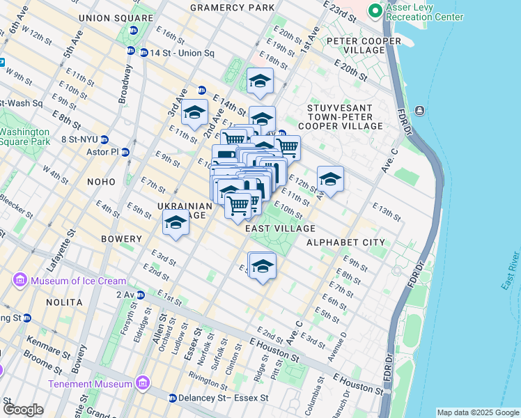 map of restaurants, bars, coffee shops, grocery stores, and more near in New York